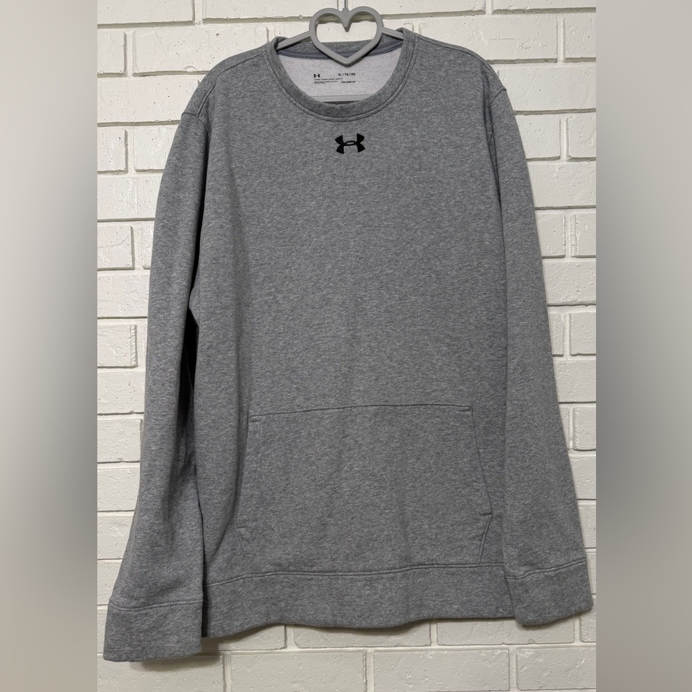 Under Armour ColdGear Gray Crewneck Sweatshirt Kangaroo Pocket XL